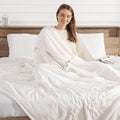 Electric Throw Heated Blanket 50''X60'' - Soft Silky Plush Electric Blanket with 5 Heating Level & 4 Hour Auto Off Heating Blanket, ETL Certified & Machine Washable for Grandma Gifts(Cream White)