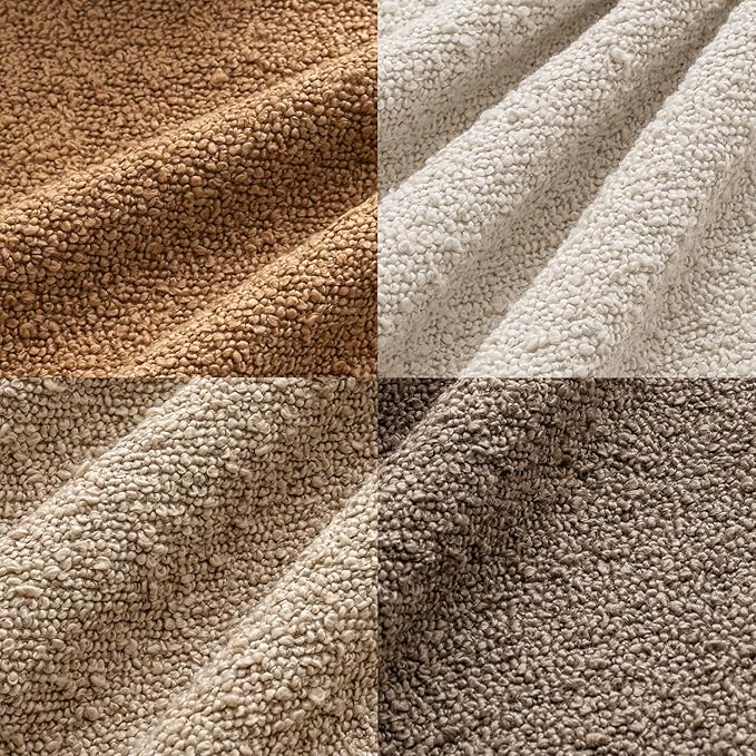 MIULEE Pack of 4 Decorative Textured Boucle Throw Pillow Covers 24x24 Inch Neutral Brown Accent Euro Sham Pillow Cases Couch Cushion Covers Modern Farmhouse Boho Chair Sofa Bed Room Home Decor