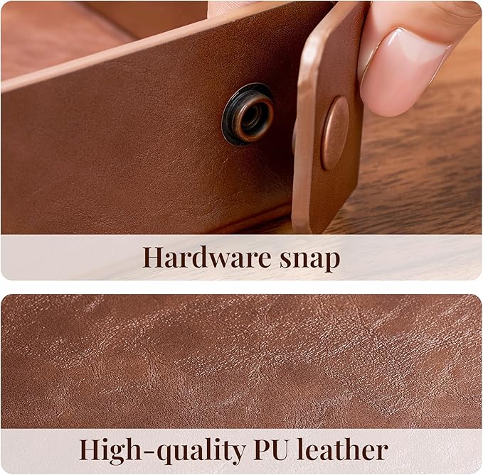 Catch All Valet Tray - EDC Organizer for Key, Wallet, Watch, Jewelry, Phone, coin change | Faux Leather Storage Tray for Dresser, Nightstand, Desk, Entryway, Travel Storage | Brown