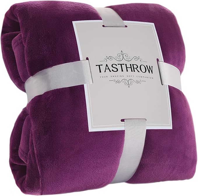 TASTHROW Purple Throw Blanket 50x60 Inches, Soft Plush Cozy Fleece Flannel Throw Blanket, Lightweight Warm Throws for Bed, Couch, Bedroom and Living Room, All Seasons