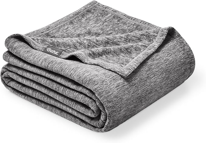 Bare Home Polar Fleece Blanket - Full/Queen - Heathered Light Grey - Warm & Cozy - Premium Fleece - Blanket for Bed, Camping, and Travel - Lightweight (Full/Queen, Heathered Light Grey)
