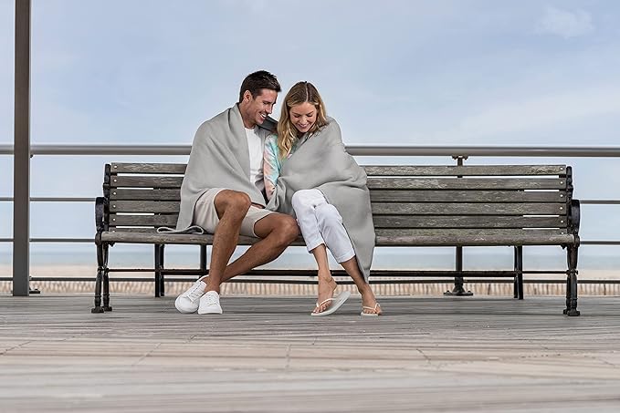 MV Sport Lightweight Sweatshirt Blanket Throw – Warm & Cozy, Breathable Oversized Fleece Knit, Couch, Bed, Travel, Cold Nights, and Outdoors – Soft Light Weight Blanket 54" x 84" Heather