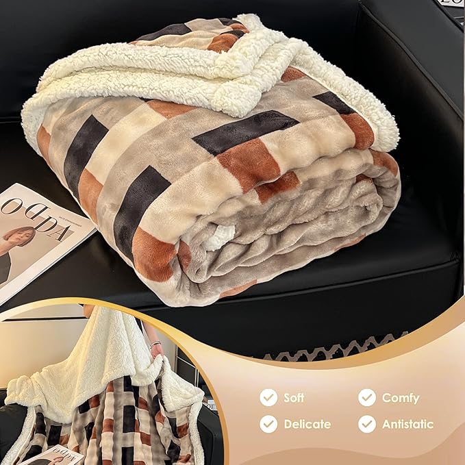 King Size Fleece Blanket for Bed - Reversible Soft Cozy Blankets for Bed/Couch - Stylish Winter Home Decor, Christmas Birthday Gift for Women Her 90x108 Inches