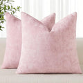 decorUhome Chenille Blush Pink Summer Throw Pillow Covers 26x26 Inch Set of 2, Decorative Soft Couch Pillow Covers Solid Dyed Accent Farmhouse Neutral Square Pillow Cases for Sofa