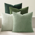 EMEMA Spring Green Decorative Throw Pillow Covers for Couch Bed Livingroom 16x16 Inch Set of 4 Boho Farmhouse Corduroy Striped Square Pillow Case,Western Modern Cushion Covers Home Decor