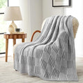 Snuggle Sac Checkered Throw Blanket for Couch,Reversible Soft Cozy Fluffy Blankets for Sofa Bedroom,Cute Lightweight Striped Throws for Women,Heather Light Grey,60x80 inches
