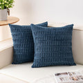 Aegero Pack of 2 Corduroy Decorative Throw Pillow Covers 22x22 Inch Soft Striped Pillow Covers Modern Farmhouse Home Decor for Sofa Living Room Couch Bed（Teal）