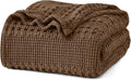PHF 100% Cotton Waffle Weave Blanket Twin Size for Bed, Soft Lightweight & Breathable for Spring and Summer, All-Season Comfort, Luxury Aesthetic Blanket for Home Decor, 66"x90", Chocolate