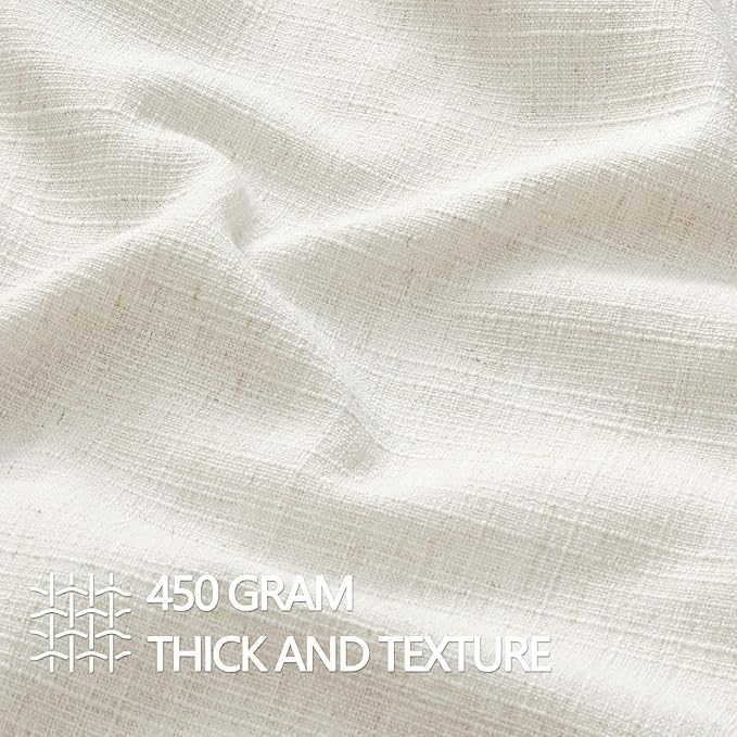 MIULEE Euro Sham Pillow Covers for Bed 24x24, 2 Pack Natural Beige Thick & Textured Decorative Throw Pillow Covers, Neutral Linen Cushion Cases, Modern Farmhouse Home Decor, No Filling