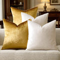 GIGIZAZA Velvet Pillow Covers 16x16,Ivory Gold Soft Throw Pillow Covers Set of 4 Square Decorative Modern Pillows Covers for Living Room