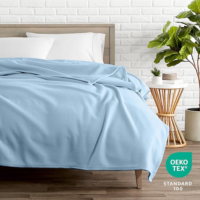 Bare Home Polar Fleece Blanket - King - Light Blue - Warm & Cozy - Premium Fleece Blanket - Blanket for Bed, Sofa, Camping, Travel and Cold Nights - Lightweight Blanket (King, Light Blue)