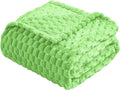 Vessia Flannel Fleece Throw Blanket(50x70 inch), 3D Jacquard Light Green Fuzzy and Warm Blanket for Couch,Sofa,Bed, 300GSM Super Soft Touch Cozy Lightweight Throw for All-Season Home Decor