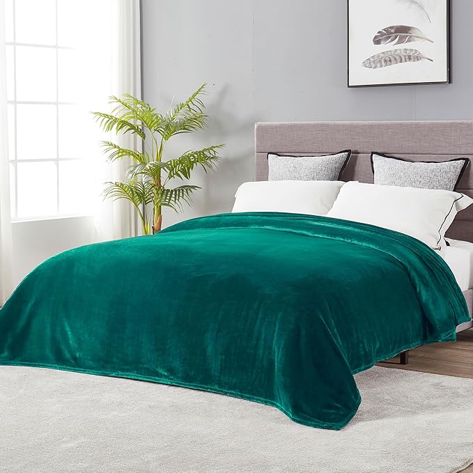 DREAMNINE Extra Large Soft Comfy Fluffy Fleece Bed Blanket Full Size 80" x 90", Luxury Decorative Fuzzy Blanket for Women Girl,Big Cozy Shaggy Warm Flannel Blankets for Winter Autumn Pets,Forest Green