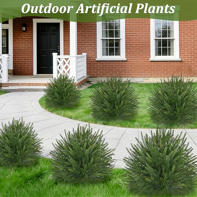 2 Pack 24'' Artificial Plants Topiary Ball Trees, Realistic Topiary with Spike Fake Bushes Faux Shrubs Plants Spring Pot Fillers Outdoor Front Porch Door Garden Yard Decorations