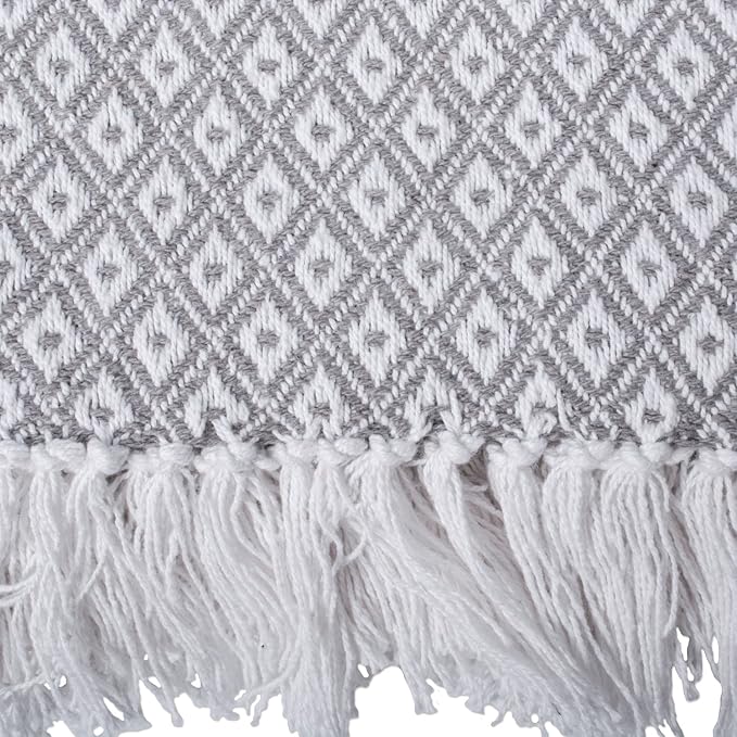 DII Global Mini Diamond Woven Throw, 50x60, Gray