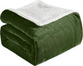 Elegant Comfort Ultra Soft Reversible Flannel Sherpa Blanket - Cozy Silky Fleece Throw for Couch, Bed - Plush Fuzzy Warm Winter Blanket for Gift, King, Sage