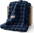 Bedsure 3D Fleece Bubble Blanket for Couch - GentleSoft Blue Throw Blanket for Sofa Bed Room Decor - Luxury Soft Cozy Gifts for Her, Lightweight, All Seasons, Navy Blue, 50"×60"