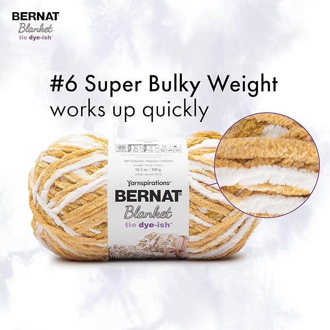 Bernat Blanket Tie Dye-Ish Moonlight Yarn - 2 Pack of 10.5oz/300g - Polyester - #6 Super Bulky - 220 Yards - Knitting & Crochet