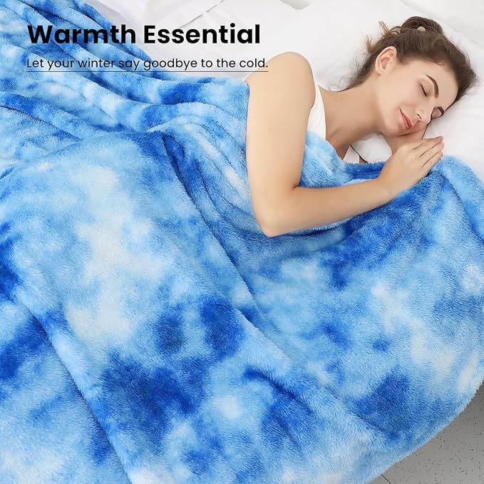 Blue Fleece Throw Blanket, Cozy Soft Lightweight Throw Blankets Warm Plush Blue fall blankets and throws Couch Sofa Bed Camping Travel Picnic Outdoor Blanket Bedding, Gifts for Women Wife Mom 60x80 in