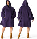 Bedsure Blanket Hoodie, Wearable Blanket Hoodie as Mothers Day, Birthday Gifts for Mom Women Men, Warm Cozy Giant Hoodie Blanket Sweatshirt Present for Mom Wife GF Men Adult, Dark Purple, Standard