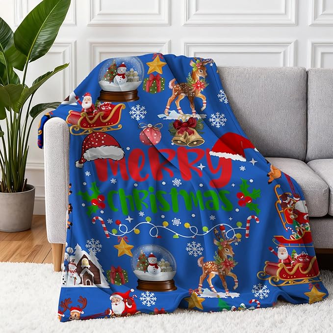 Cute Christmas Blankets and Throws for Adults/Women/Boys/Kids, Holiday Fleece Throw Blanket for Couch/Sofa, Holiday Decor, Christmas Decorations/Gifts 50"x 60"