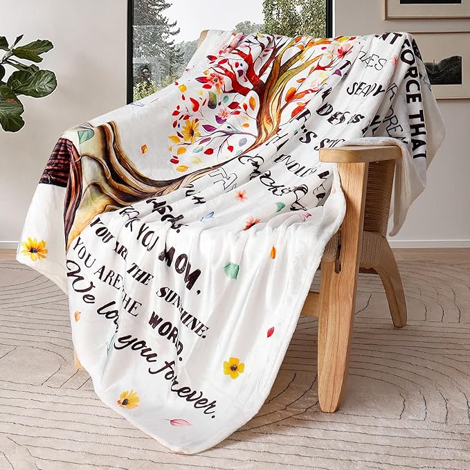 Gifts for Mom Blankets Inspirational Gifts Blanket for Mom Cozy Floral Flannel Blankets Soft Thanksgiving Christmas Birthday Gift Blankets for Woman Plush Bed Couch Cover for Grandma 50" X 60"