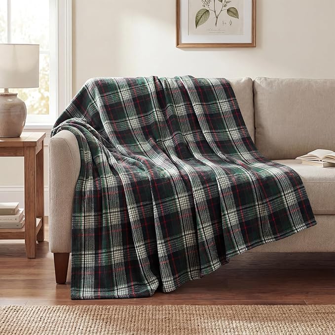 Horaldaily Dark Blue Green Farmhouse Plaid Decorative Blanket Throw, Spring Summer Rustic Soft Lightweight Blanket for Couch Sofa Bed Lounging Decoration, Ideal Gifts for Kids Adults Self, 50x60