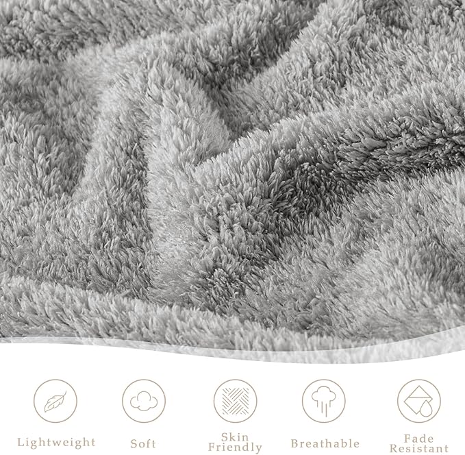 Exclusivo Mezcla Fleece Light Grey Throw Blanket for Couch Sofa, Ultra Soft, Lightweight and Fluffy Blankets for Women, All Season, 50x60 Inches