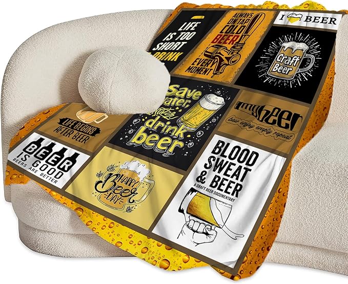 Beer Blanket Wheat Beer Throw Blankets Stuff Cozy Flannel Fleece Soft Plush Fuzzy Warm Lightweight Bedding Gifts for Women Girls Kids 80"X60"