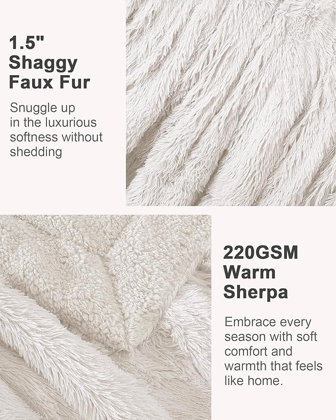 Super Soft Fluffy Faux Fur Sherpa Fleece Blankets Queen Size for Bed, Bedroom Decor Winter Big Blankets Thick Warm, Fuzzy Plush Heavy Bedding Cozy Gifts for Women Men Mom Dad, 90" x 90"