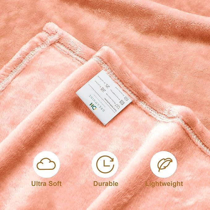DREAMNINE Extra Large Fleece Blanket, Soft Comfy Fluffy Bed Blanket Full Size 80" x 90", Luxury Decorative Fuzzy Blanket for Bedroom, Big Cozy Shaggy Warm Flannel Blankets for Winter Autumn Pet, Peach