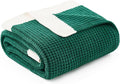 Amélie Home Christmas Waffle Throw Blanket for Couch, Soft Cozy Chenille Knit Blanket Warm Xmas Decorative Gifts Throw for Sofa, 50"x60", Holly Green