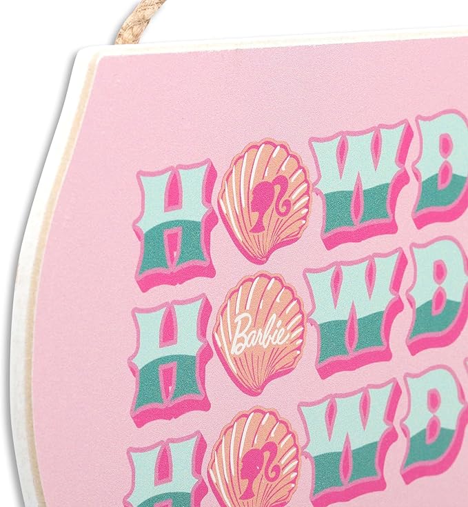 Mattel Barbie Howdy Hanging Wood Wall Decor - Cute Barbie Sign for Bedroom or Playroom