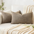 MIULEE Pack of 2 Decorative Linen Burlap Pillow Covers Farmhouse Boho Accent Pillowcases for Sofa Car Couch Bedroom Living Room Decor 12x20 Inch Brown
