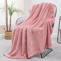 Exclusivo Mezcla Fleece Throw Blanket for Couch and Bed, 50x70 Inches Soft Cozy Jacquard Flannel Blankets, Lightweight Fuzzy Plush Warm Throws for Women, Pink