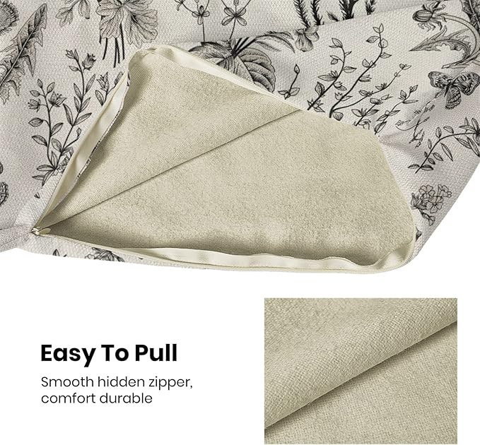 AEIOAE Spring Pillow Covers 16x16 Inch Set of 2,Black Gray Wild Flower Plant Throw Pillows Case,Seasonal Floral Outdoor Decorative Square Linen Farmhouse Decor Cushion Covers for Home Sofa Bed Couch