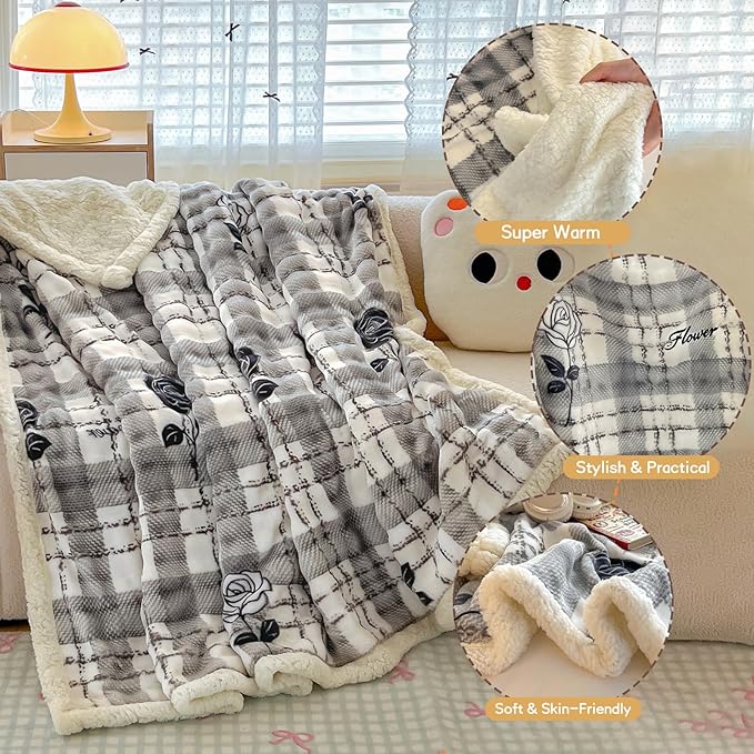 Fleece Bed Blanket, King Size 90 Inch × 108 Inch, Soft Plush Fluffy, Reversible Flannel Blanket for Sofa, Couch, Bed, All Seasons, for Women