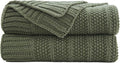 Douceur Olive Green Throw Blanket for Couch, Soft Cozy Lightweight Stripe Pattern Knitted Throw Blanket for Sofa, Living Room Gift, 50"X60"