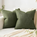 MIULEE Pack of 2 Decorative Linen Burlap Pillow Covers Farmhouse Boho Accent Pillowcases for Sofa Car Couch Bedroom Living Room Decor 20x20 Inch Dark Olive Green