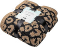 bearberry Fuzzy Leopard Knitted Throw Blanket Soft Cozy Warm Microfiber Blanket for Couch Sofa Bed Travel (Leopard, 50"x60")
