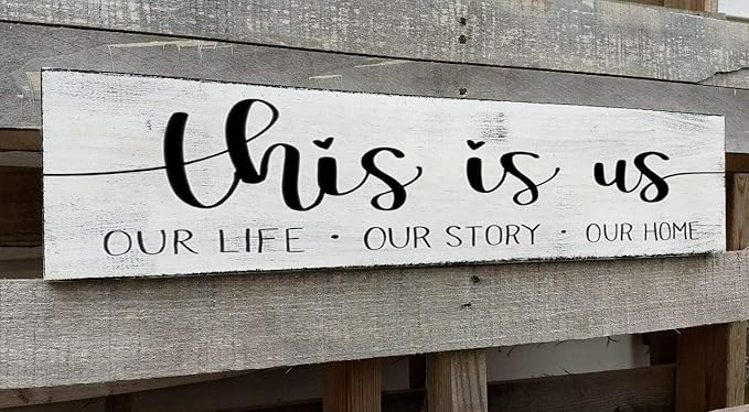 This is Us Sign Wall Decor,Family Wall Signs Rustic Farmhouse Living Room Country House Hanging Wall Plaques,This is Us Our Life Our Story Our Home Quotes Wall Decor 6x18 Inch