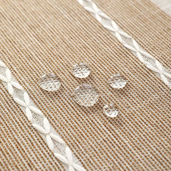 SIELUNO Coffee Table Cover, Rustic Farmhouse Rectangle Table Cloth Cotton Linen Waterproof with Pockets and Tassel for Living Room Decoration - Coffee Stripes - 20x64 Inch