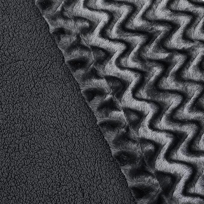 Whale Flotilla Faux Fur Sherpa Throw Blanket for Couch Sofa, Cozy Reversible Fuzzy Fluffy Plush Throws for All Season, Warm and Soft, 50x60 Inch, Grey