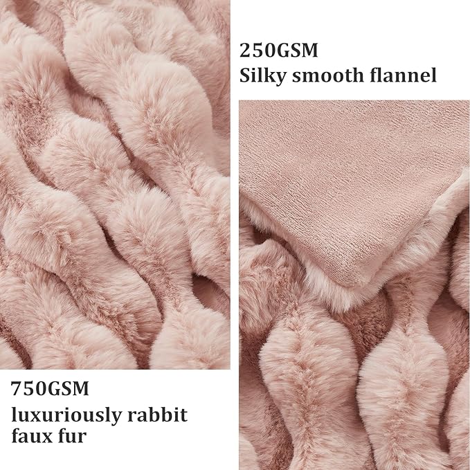 Faux Fur Twin Blanket for Couch, 1000 GSM Cozy Fuzzy Fluffy Soft Plush Thick Bubble Sherpa Blanket for Sofa Bedroom Living Room, Mothers Day Birthday Gifts for Women Home Decor