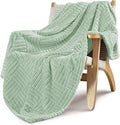 Whale Flotilla Lightweight Fleece Throw Blanket for Couch, Fuzzy Soft Blankets with Decorative Jacquard Pattern for All Season, Warm and Fluffy, 50x60 Inch, Sage Green