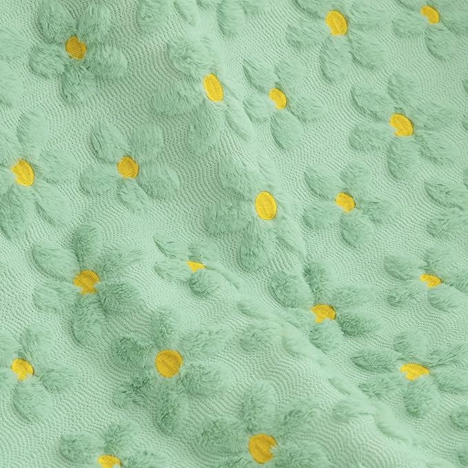 Horaldaily Spring Summer Throw Blanket, Green Daisy Soft Fuzzy Plush Faux Fur Cozy Blankets for Couch Sofa Bed Lounging, Ideal Gifts for Kids Adults Wife Self, 50x60