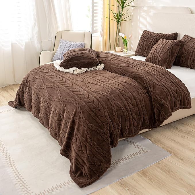 YUSOKI Twin XL Blanket Single Layer,Weight(3.1lb),370GMS-3D Stylish Design for Gift Home Decor (Brown,65"x90")