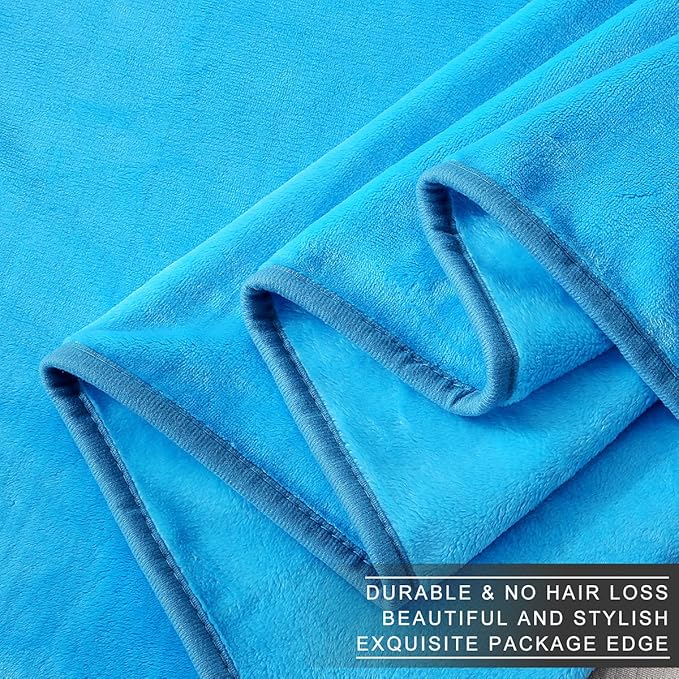 Polar Fleece Blankets King Size Light Blue for The Bed Extra Soft Brush Fabric Super Warm Sofa Blanket 90" x 108"(Lake Blue King)