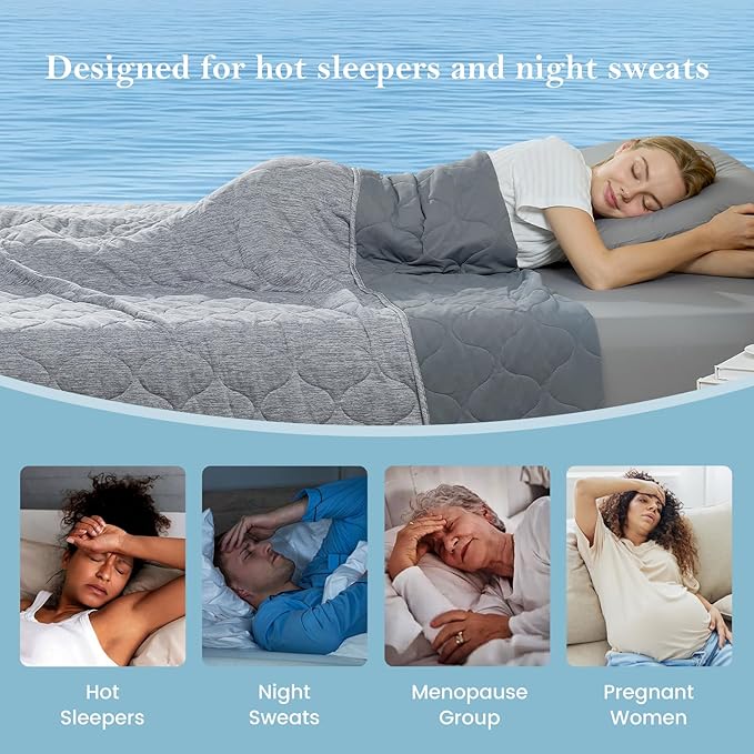 Cozy Bliss Double Side Cooling Blanket for Hot Sleepers, Q-Max>0.46 Lightweight Soft Breathable Bed Blanket, Cooling Throw for Night Sweats (Charcoal Grey, 50"x70")