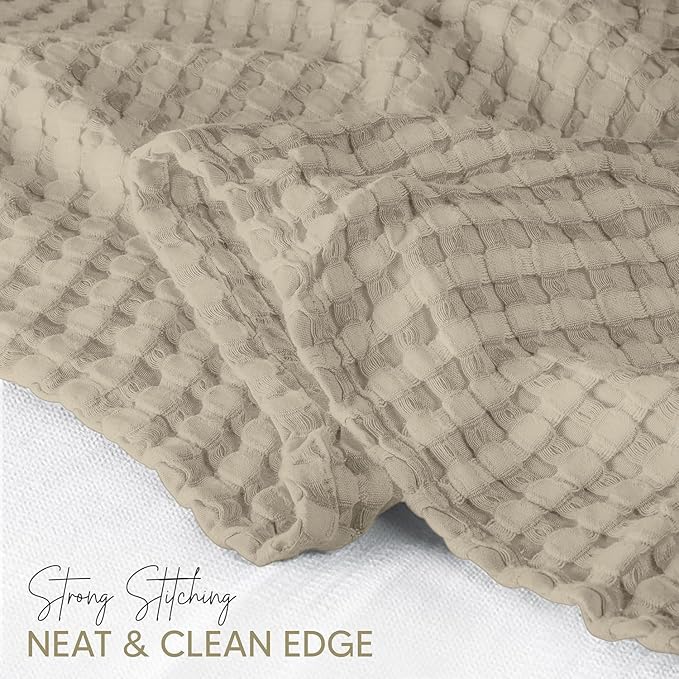 Utopia Bedding Khaki 100% Cotton Waffle Blanket 300 GSM [Twin - 90x72 Inch] Soft Lightweight Breathable Bed Blanket for All Season